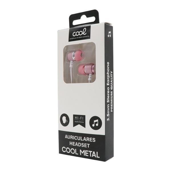 Auriculares 3,5 mm COOL Metalizado Stereo Con Micro Rosa