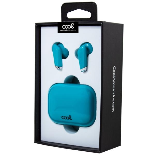 Auriculares Stereo Bluetooth Dual Pod Earbuds COOL URBAN Lcd Aguamarina