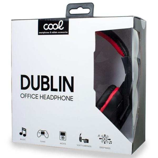 Auriculares Stereo Oficina COOL Dublin con micro (Negro-Rojo)