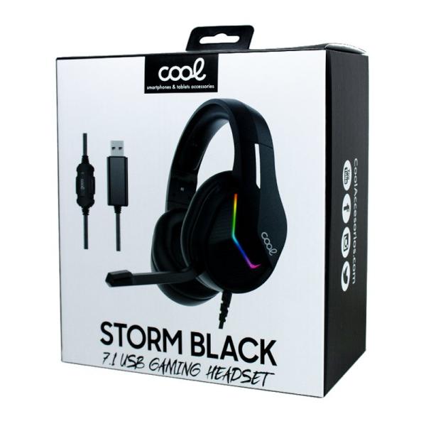 Auriculares Stereo PC / PS4 / PS5 / Xbox Gaming Iluminación COOL Storm Black USB 7.1