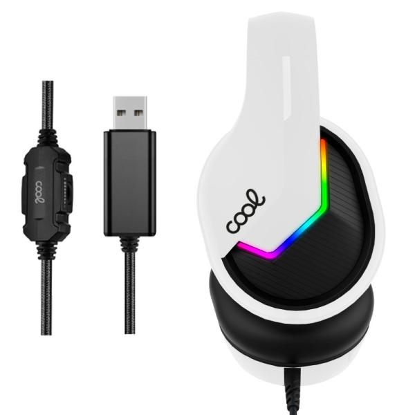 Auriculares Stereo PC / PS4 / PS5 / Xbox Gaming Iluminación COOL Storm White USB 7.1