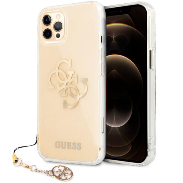 Carcasa COOL para iPhone 12 Pro Max Licencia Guess Transparente + Colgante Dorado