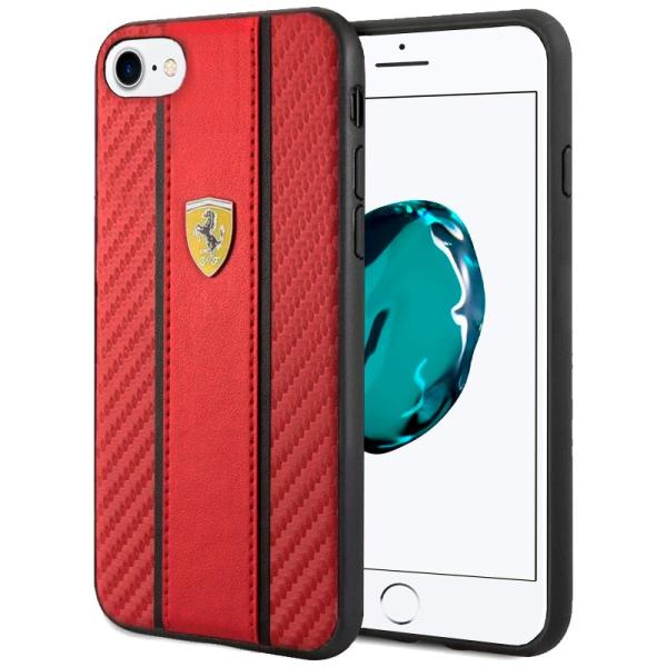 Carcasa COOL para iPhone 6 / 7 / 8 / SE (2020) / SE (2022) Licencia Ferrari Piel Rojo