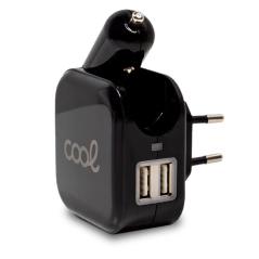 Cargador Universal Entrada 2 x USB + Cargador de Coche (2.1 Amp) COOL