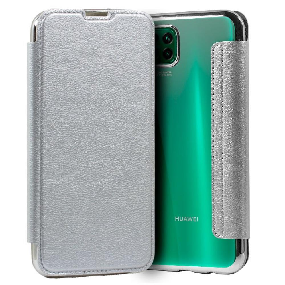 Funda COOL Flip Cover para Huawei P40 Lite Leather Plata