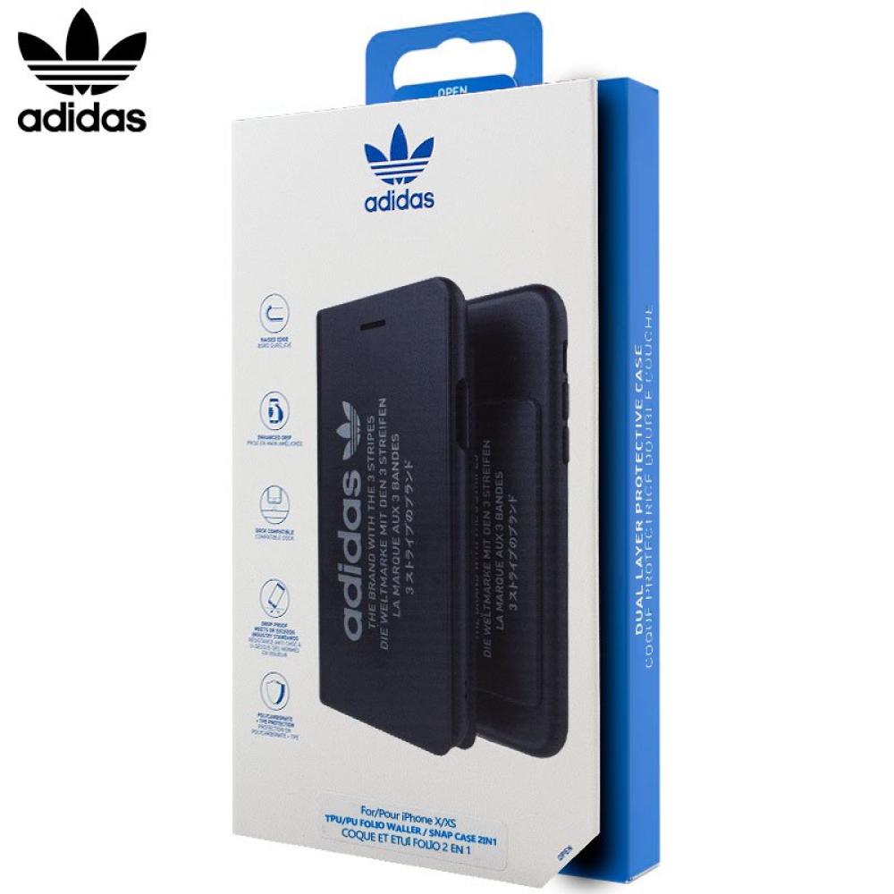 Funda COOL Flip Cover para iPhone X / iPhone XS Licencia Adidas 2 en 1 Negra