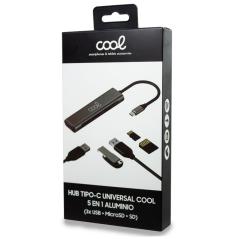 Hub Tipo-C Universal COOL 5 en 1 Aluminio (3 x USB 3.0 + SD + Micro SD)