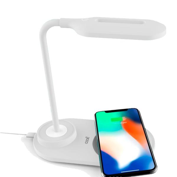 Lámpara LED + Base Carga Inalámbrica Qi COOL Blanco