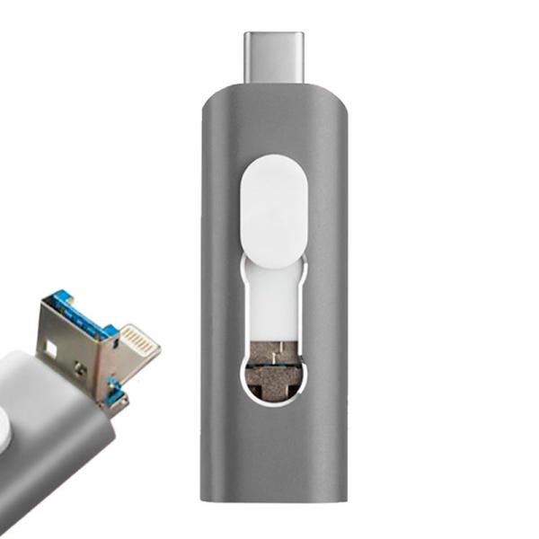 Pen Drive USB x32 GB COOL (3 En 1) Lightning / Tipo-C / Micro-USB Gris