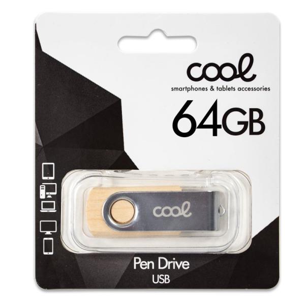 Pen Drive USB x64 GB 2.0 COOL Madera