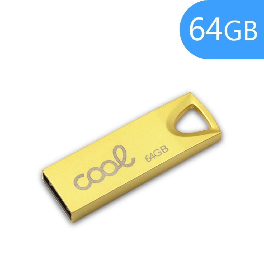 Pen Drive USB x64 GB 2.0 COOL Metal KEY Dorado